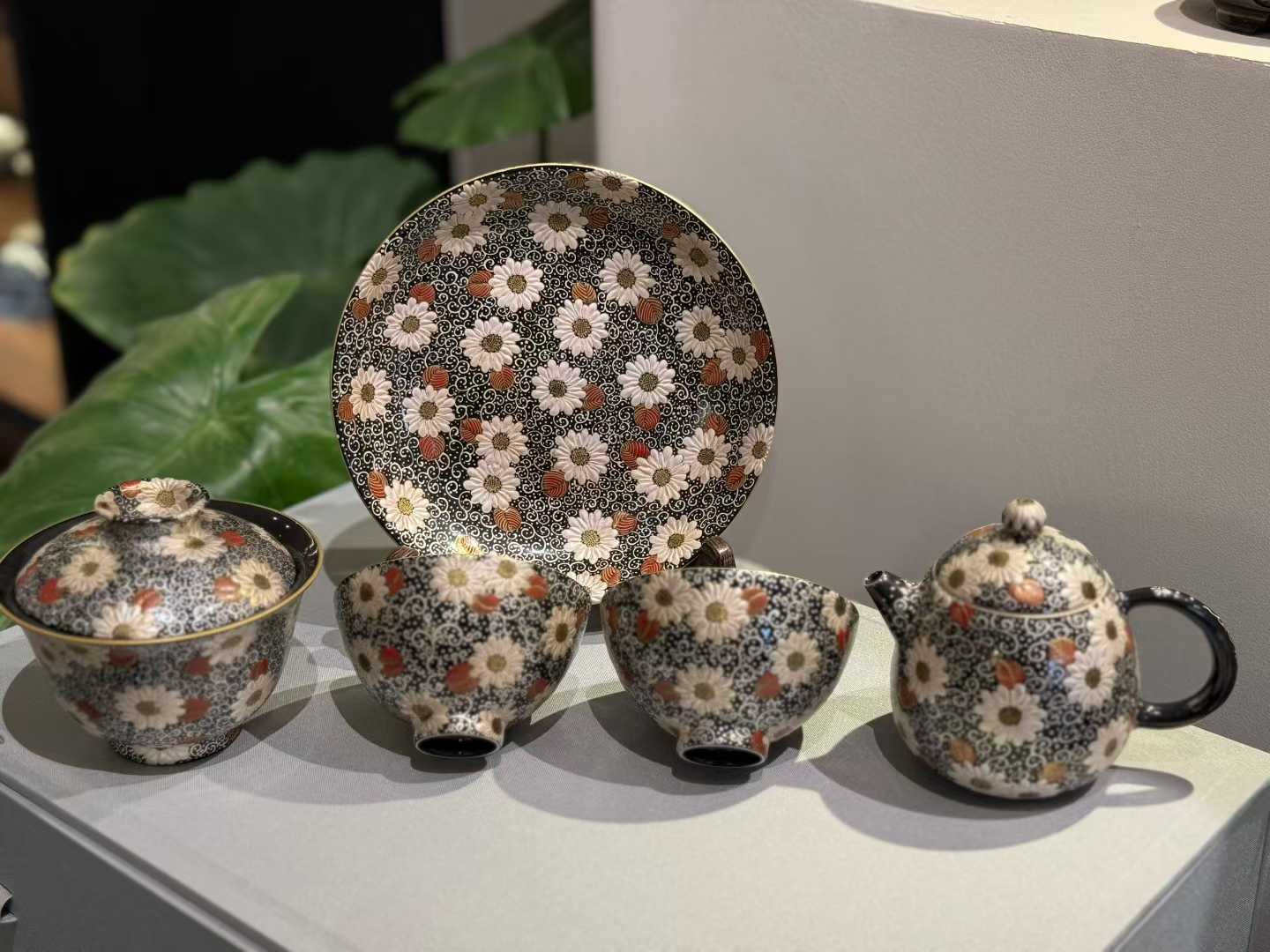 Hand-Painted Floral Garden Porcelain Tea Set