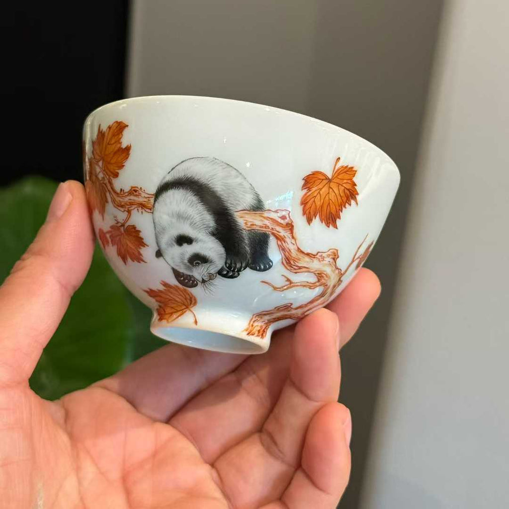 Hand-Painted Panda Porcelain Gaiwan Tea Set