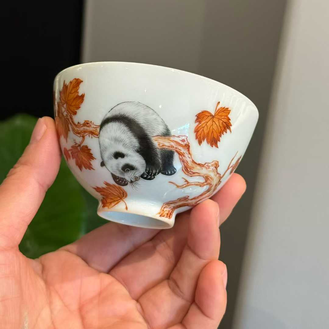 Hand-Painted Panda Porcelain Gaiwan Tea Set