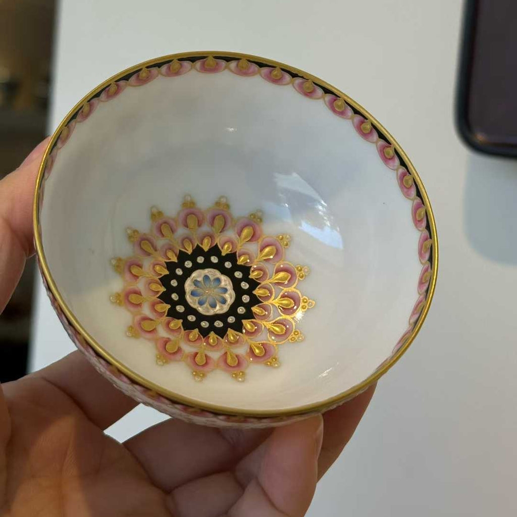 Hand-Painted Gilded Floral Porcelain Tea Cup