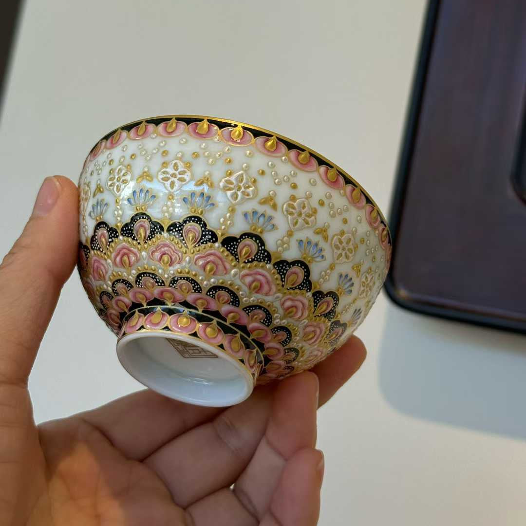 Hand-Painted Gilded Floral Porcelain Tea Cup