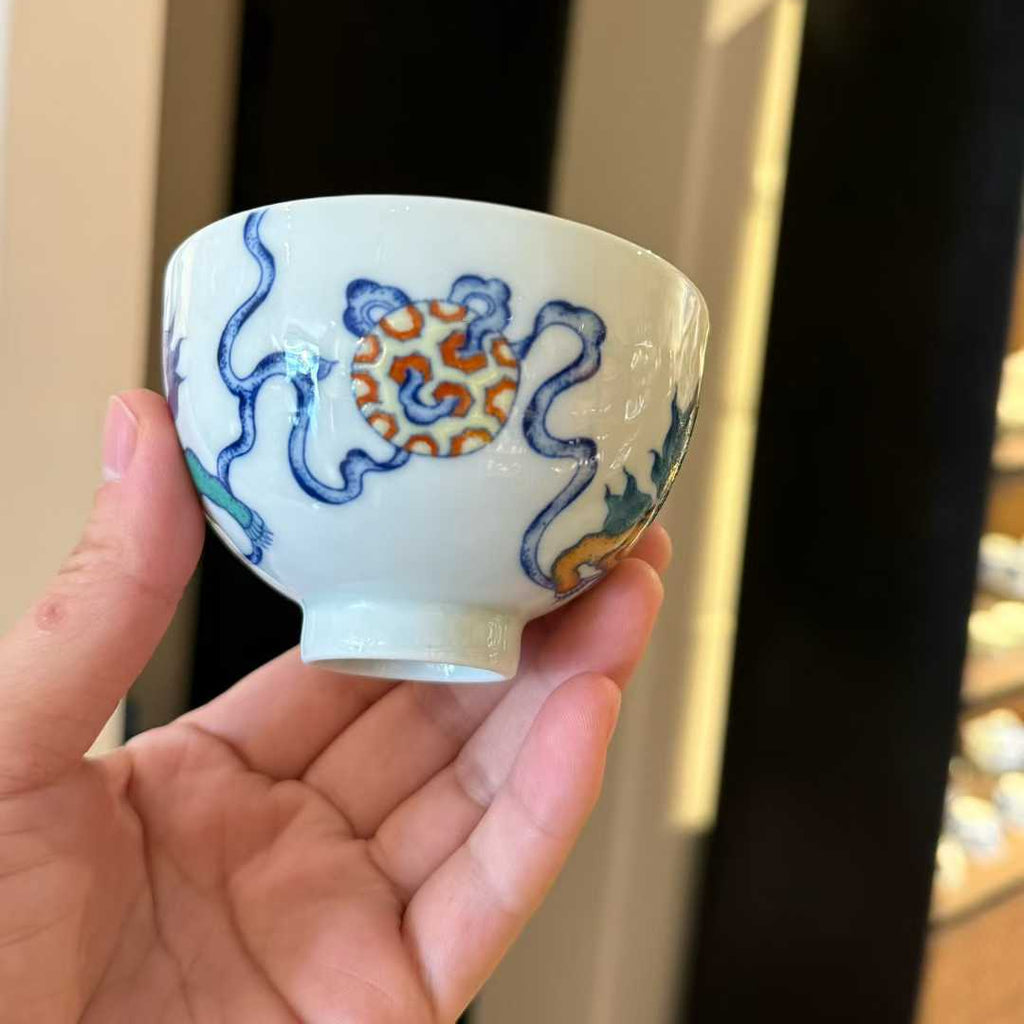 Hand-Painted Mythical Beast Porcelain Tea Cup