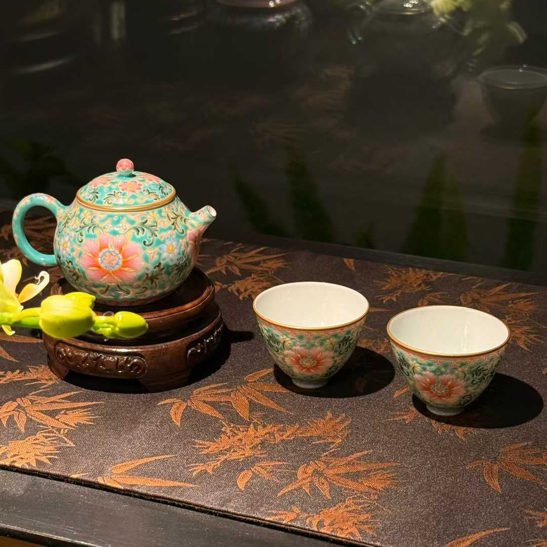 Hand-Painted Floral Porcelain Tea Set