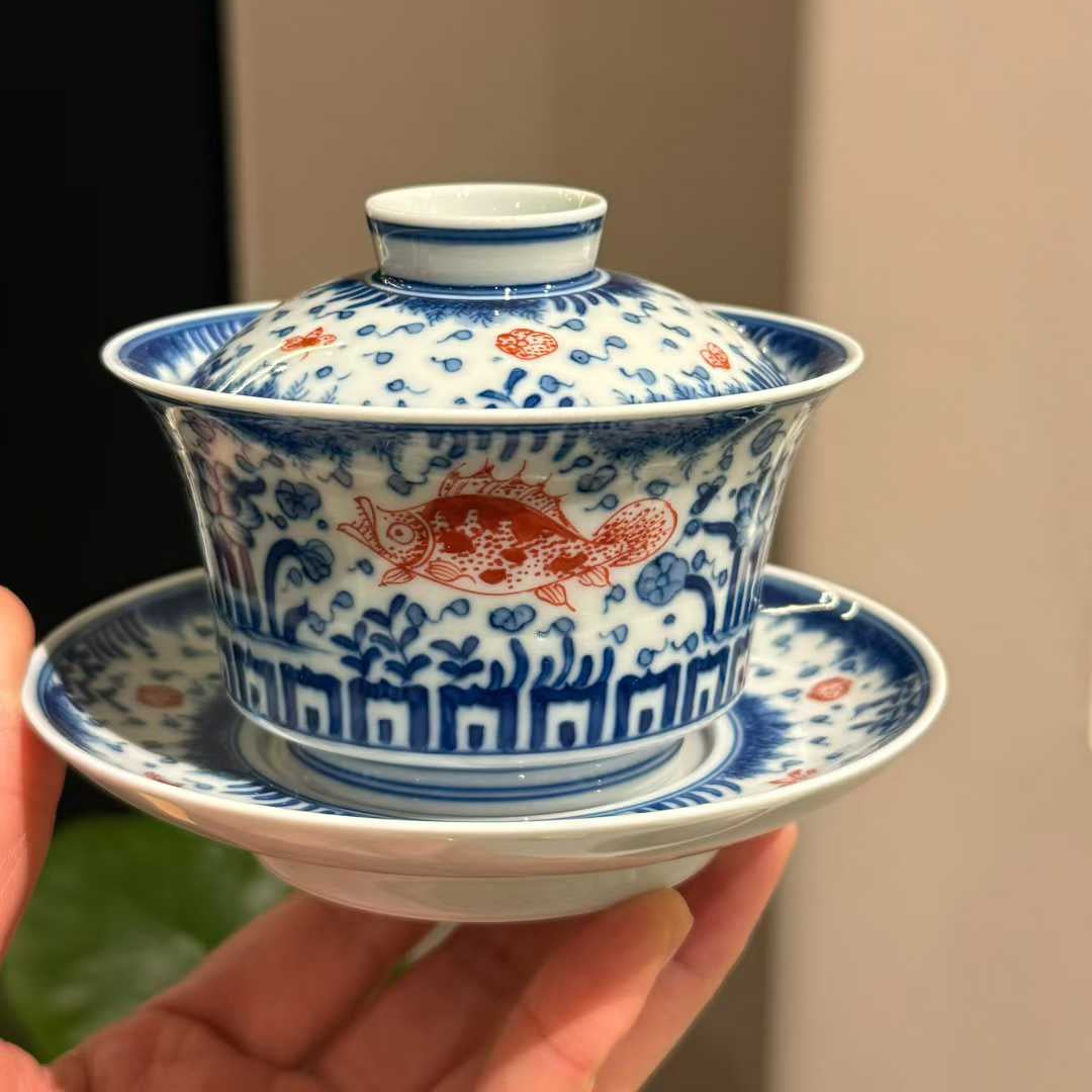 Hand-Painted Blue & White Porcelain Tea Set