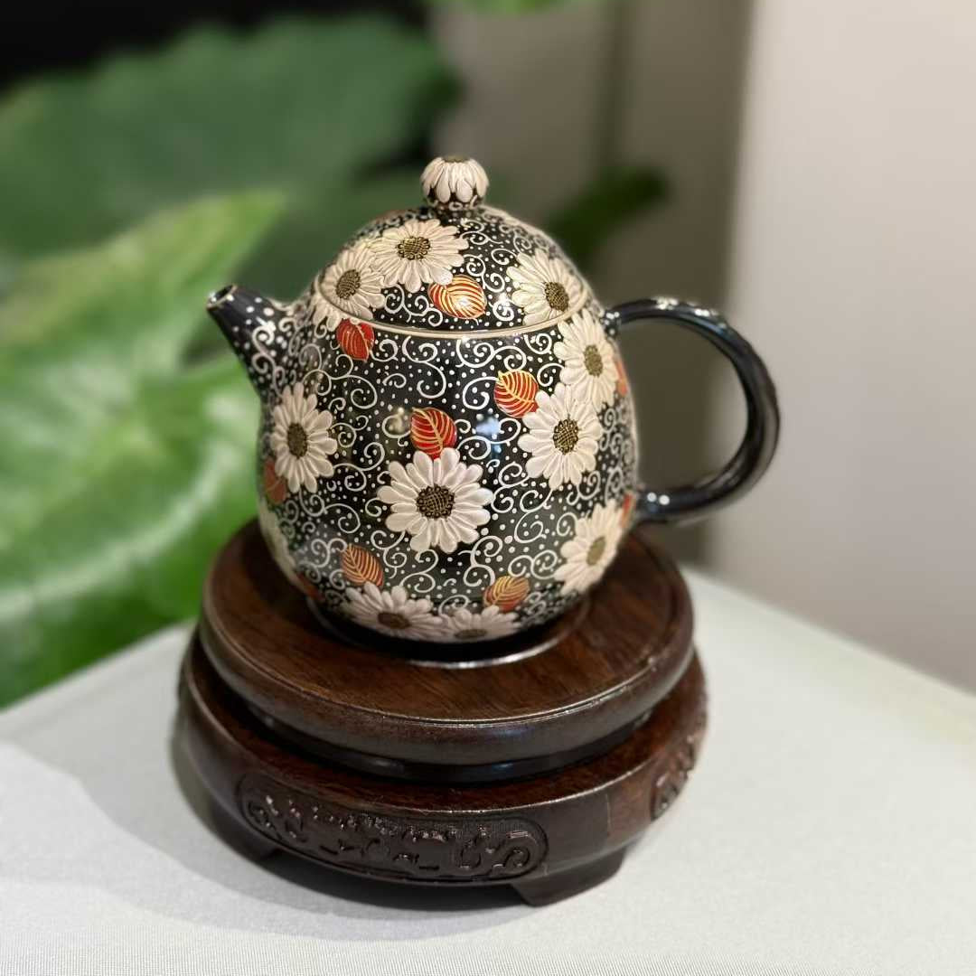 Hand-Painted Floral Garden Porcelain Tea Set