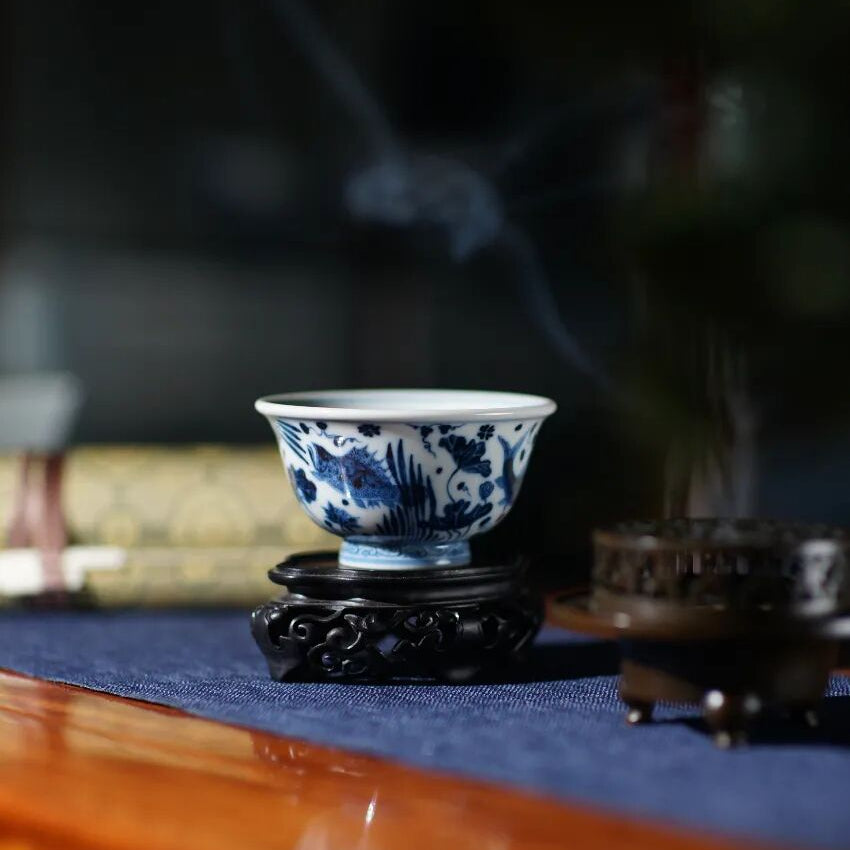 Traditional Blue & White Porcelain Tea Cup